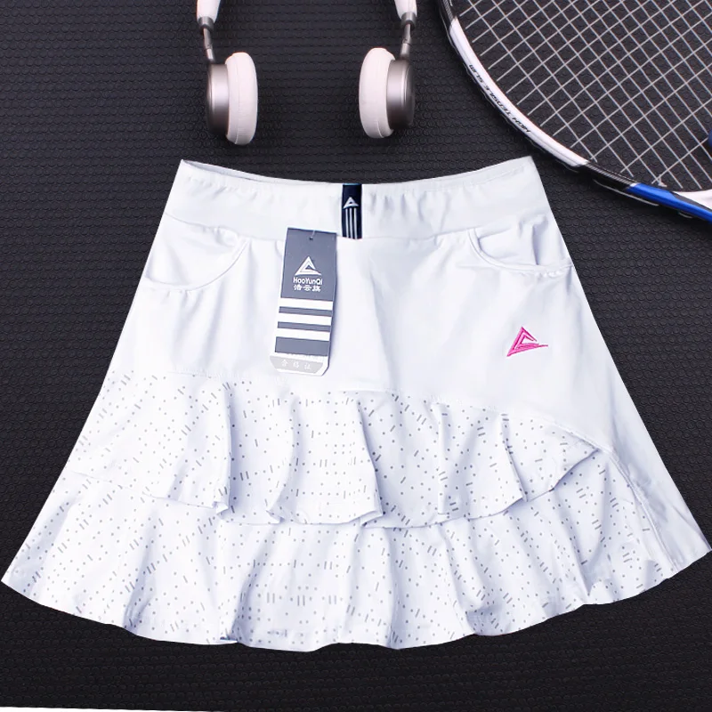 

Built-in Panties Quick Dry Fungus Tennis Skort Woman Running Fitness Clothes Badminton Workout Skirt Anti Glare with Pocket