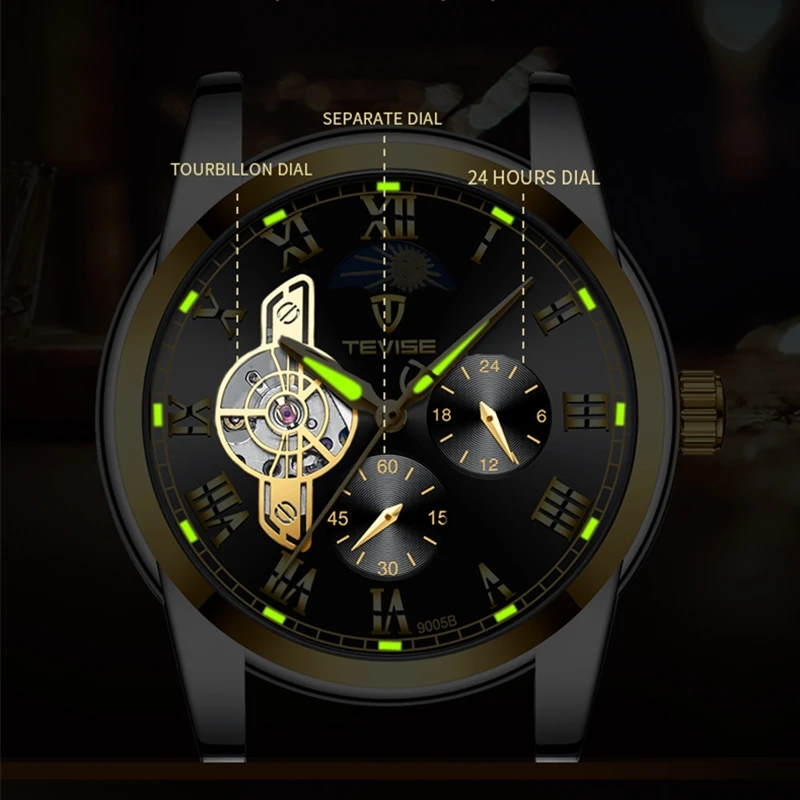 

TEVISE International fashion men's mechanical watch clock waterproof business see mechanical automatic watch fashion watches