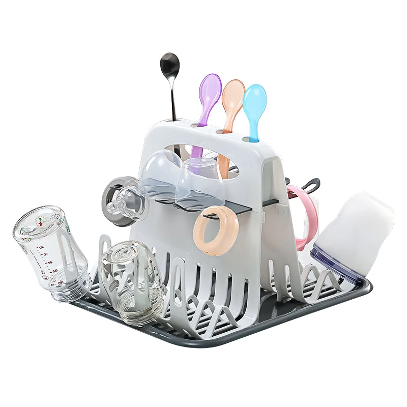 

Baby Bottle Drying Rack With Tray High Capacity Cup Holder For Infant Feeding Accessories Folds Flat Detachable Drip Tray