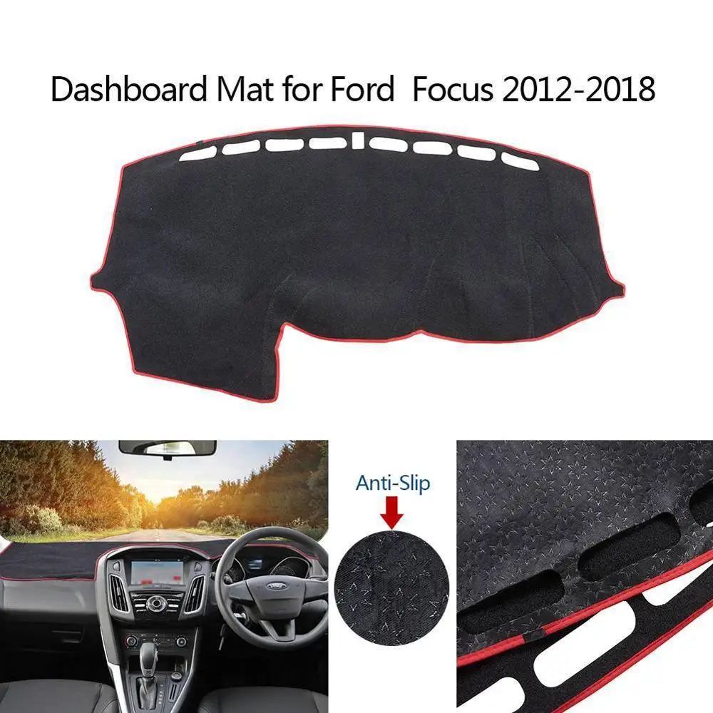 Противоскользящий коврик для приборной панели подходит Ford Focus MK3 2013-2018 красная