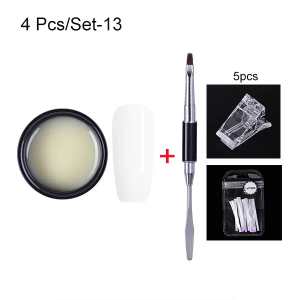 set-13 LEMOOC, 5 г, удлиняющий гель, полупрозрачный клей для нейл-арта, УФ-гель для наращивания ногтей, Гель-лак для ногтей, акриловые кончики - Цвет: set-13