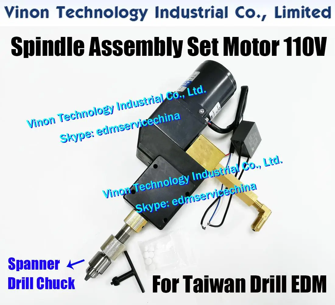 

Taiwan Rotating Head with Sapanner Drill Chuck 0-4mm Set for EDM Drill. Spindle assembly include 110V motor for Chmer,Zhenbang,