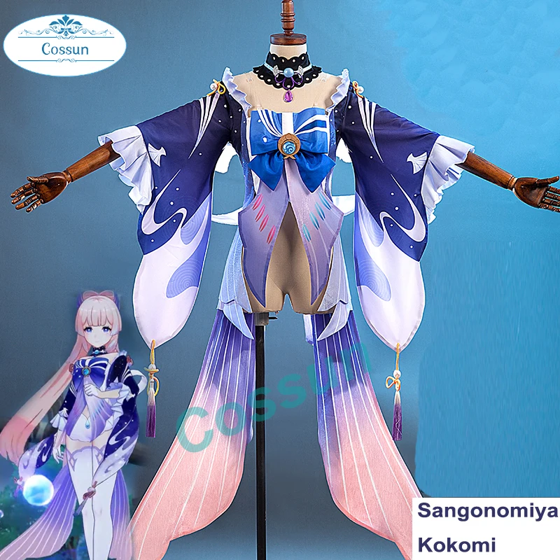 

Game Genshin Impact Sangonomiya Kokomi Cosplay Costume Wig Halloween Party Clothes For Women Girls Unisex Suit