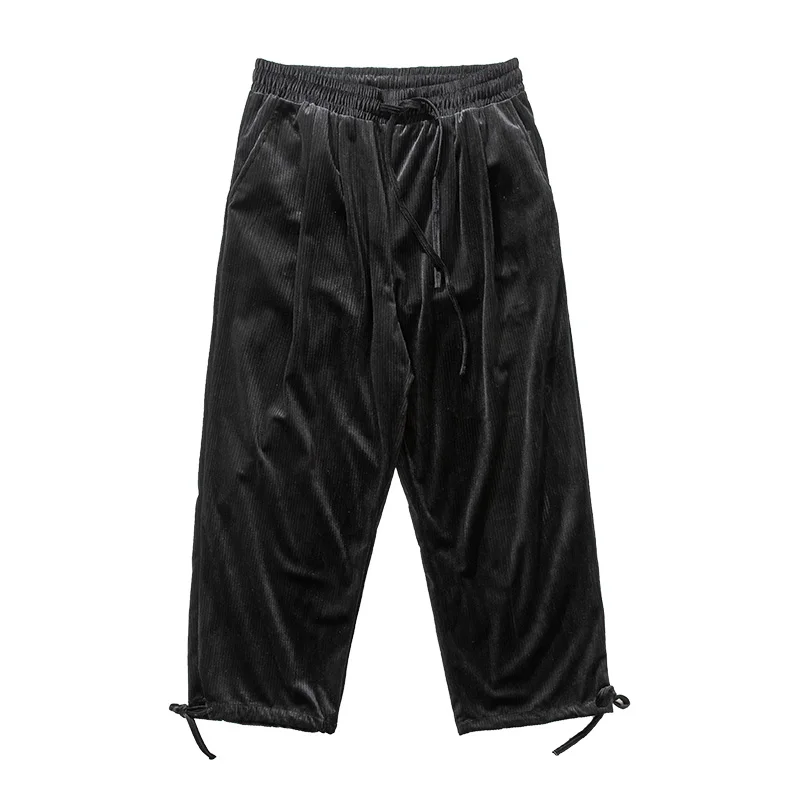 

N&B Mens Baggy Pant 2020 Casual Outdoors Cropped Corduroy Trousers Joggers Men Trousers Male Sportswear Elastic Waist Pants CK5