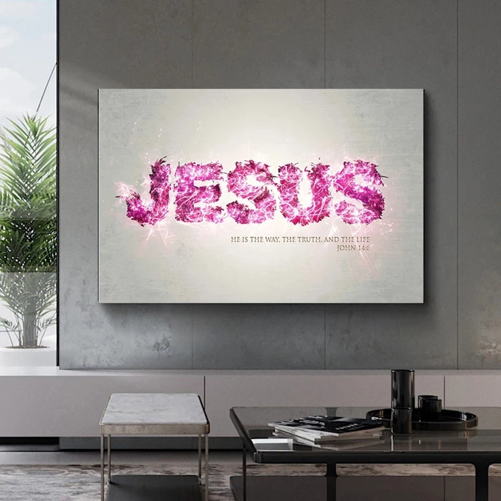 

Christian Jesus Letter Wall Art Canvas Painting Posters And Prints Decorative Pictures For Living Room Bedroom Church Home Decor