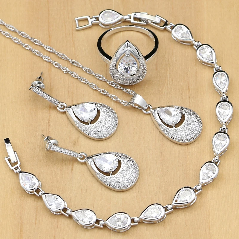 Ювелирные изделия для невесты из натурального серебра 925 пробы с белым фианитом