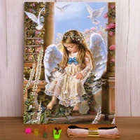 angel girl landscape printed canvas 11ct cross stitch diy embroidery complete kit dmc threads needlework craft jewelry