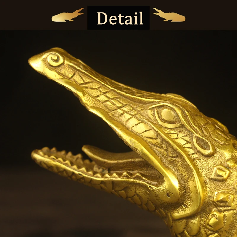 Статуя крокодила из чистой меди офисное исследование украшение фэн шуй медь