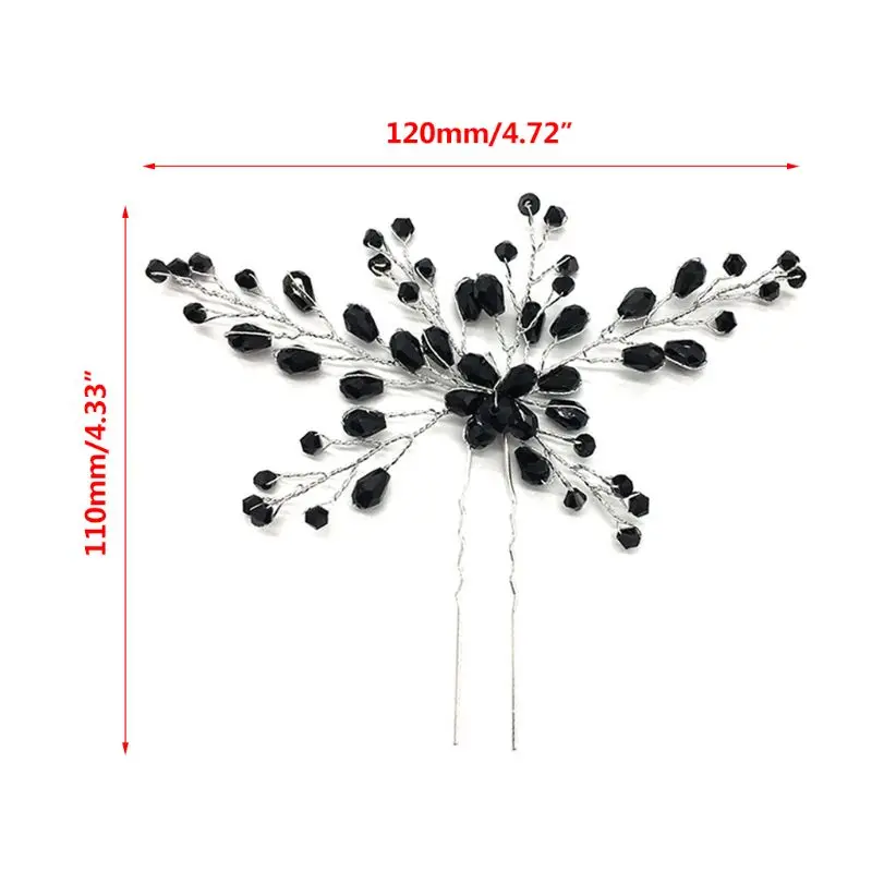 

Bride Hairpins Black Crystal Hairpin Bridal Headwear Jewelry Women Lady Luxury Charms Gifts Wedding Party Ball Fashion Gothic De