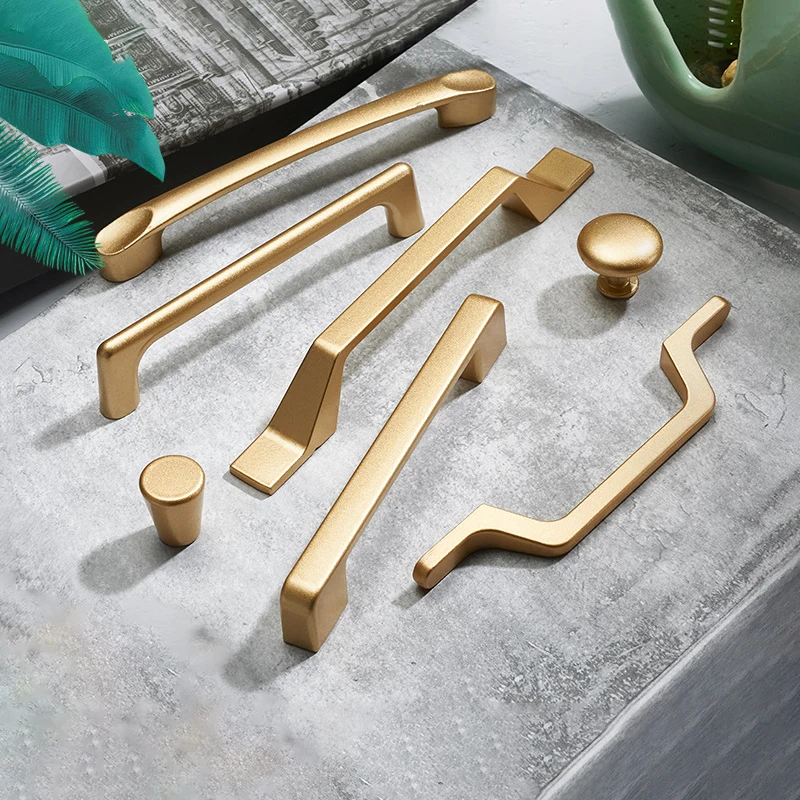 

Wardrobe Frosted Gold Drawer Knobs Modern Minimalist Furniture Handles Drawers Cupboards Shoe Cabinets Wardrobes Cabinet Pulls