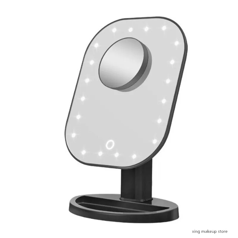 

10X Makeup Mirror With LED Light Ladies Storage Makeup Lamp Desktop Rotating Vanity Mirror Shape Cosmetic Mirrors For Bedroom 20