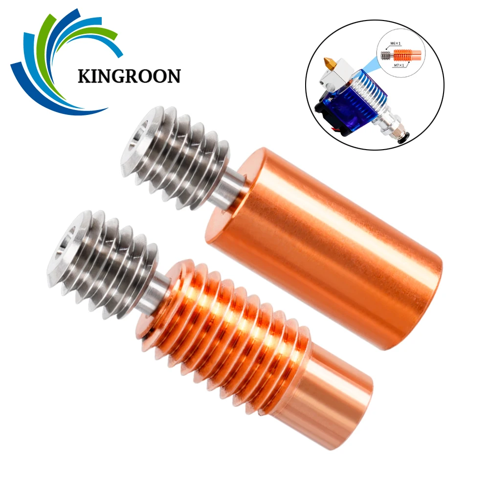 

KINGROON 2pcs E3D V6 Throat All-Metal Copper throat Hotend Heater Block For Prusa i3 MK3 For 1.75MM Filament 3D Printer Part