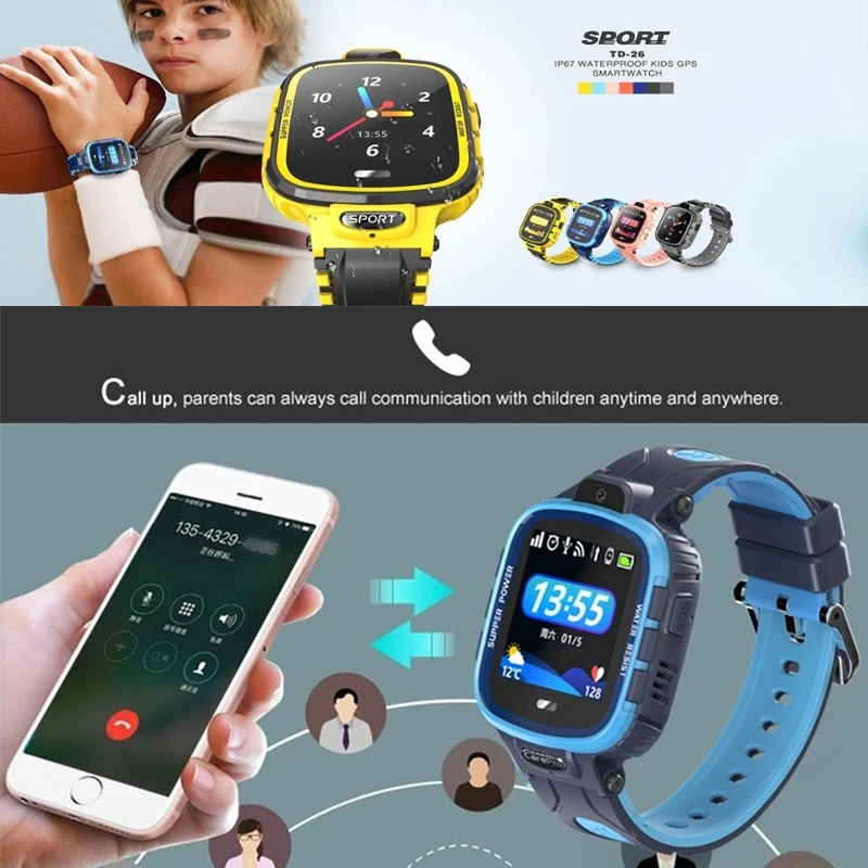 Оригинальные детские Смарт часы TD26 IP67 водонепроницаемые GPS WIFI детский трекер