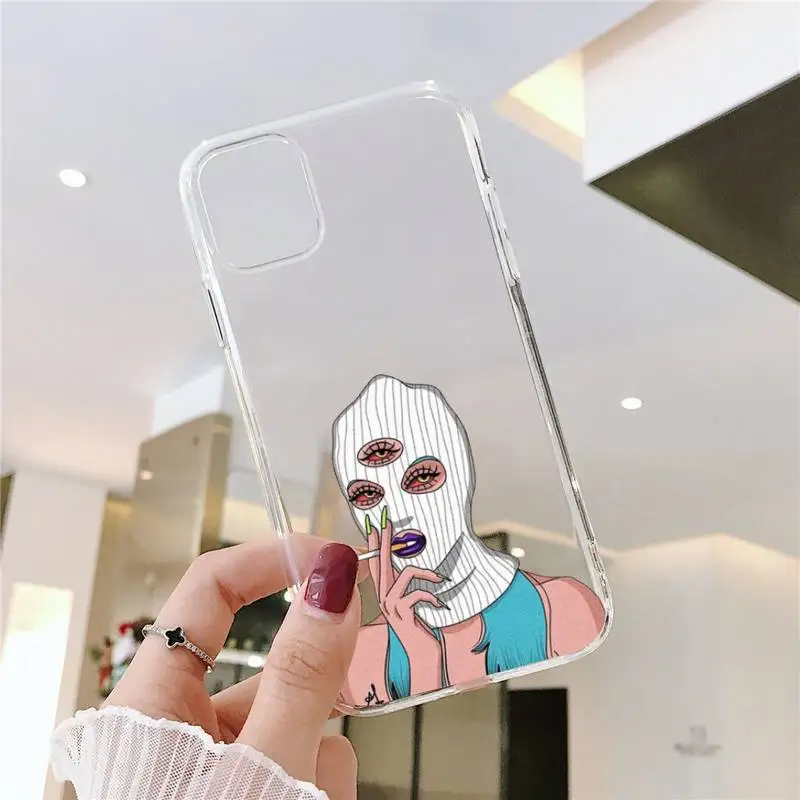 

Aesthetic Devil Woman Bad girl smoke eyes Phone Case Transparent for iPhone 6 7 8 11 12 s mini pro X XS XR MAX Plus SE