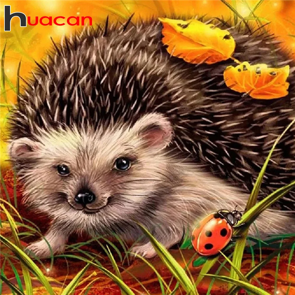 

Huacan Full Diamond Embroidery Hedgehog Mosaic Cross Stitch 5D Diamond Painting Animal Decoration For Home