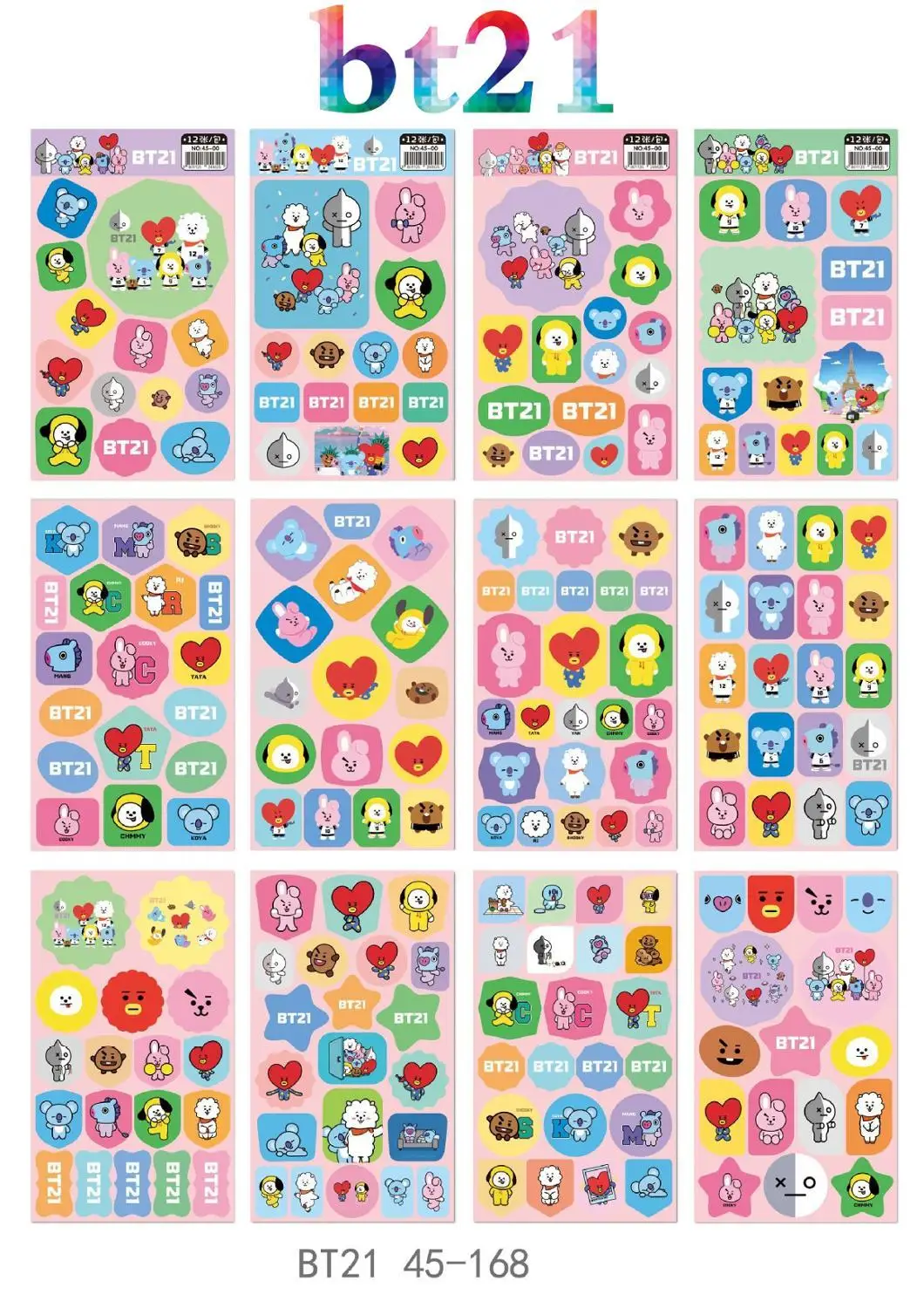 bt21 12 шт./компл. Bangtan мальчики маленькие наклейки на стену Корейский KPOP вокруг Bangtan наклейки для мальчиков Kim Tae Hyung Jung Kook jin rm jimin - Цвет: bt21