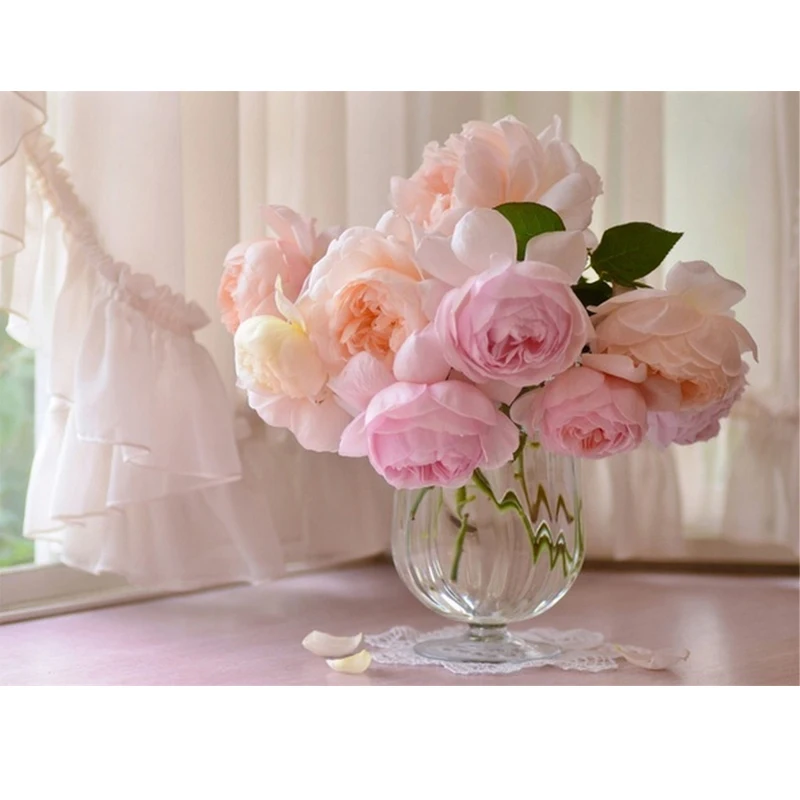 Домашний декор розовые теплые цветы сделай сам картина маслом по номерам