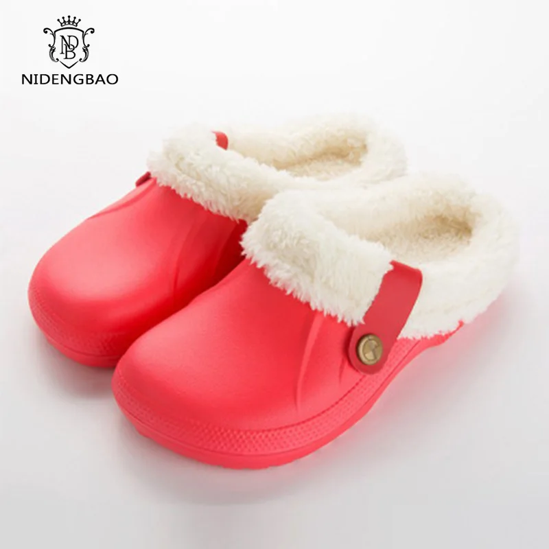 Тапочки женские хлопковые водонепроницаемые домашняя теплая обувь сланцы