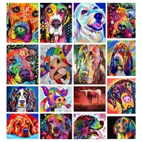 5d diy diamond painting full square colourful cattle dog cross stitch mosaic picture of rhinestones decor diamond embroidery