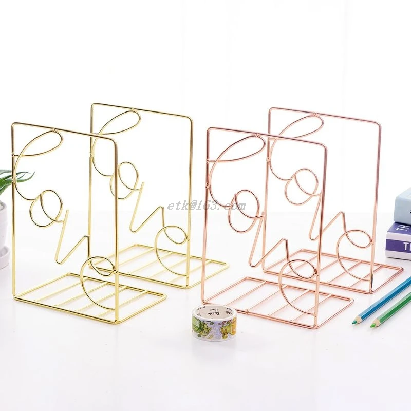 2 шт. пара креативная металлическая стойка для книг в форме сердца Настольная