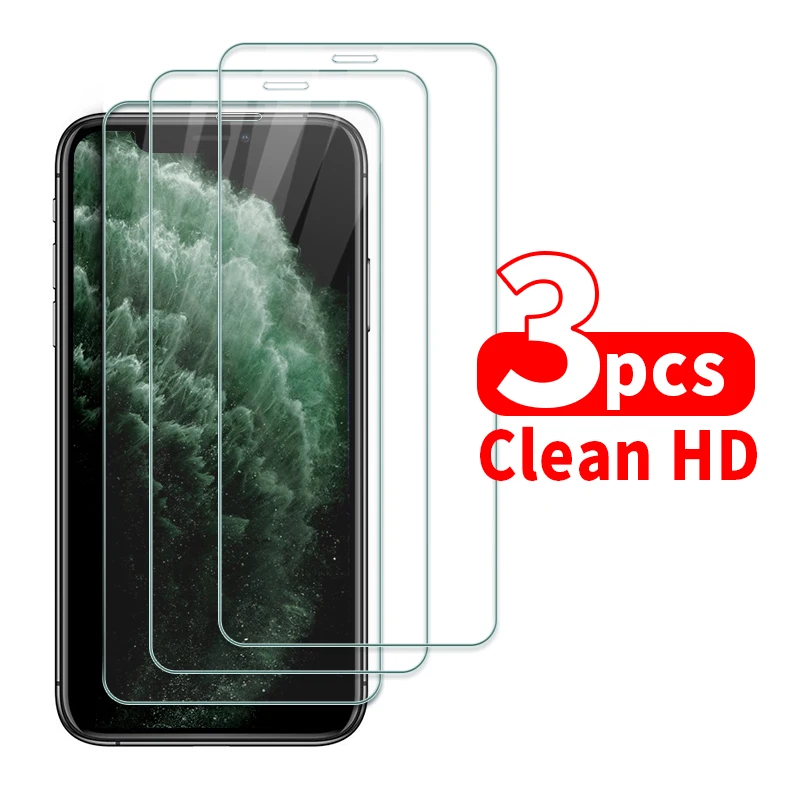 

3Pcs Protective Glass On iPhone XS XR 11 12 Pro Max 7 8 6s Plus 6 Screen Protector For iPhone 11 Pro Max 12 Mini Tempered Glass