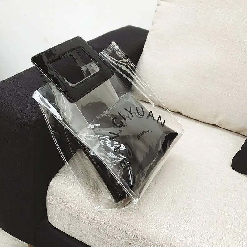 Модная женская Прозрачная ПВХ сумка летняя Милая прозрачная пляжная сумка-тоут |