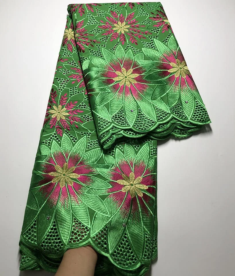 

Хлопковая кружевная ткань высокого качества, африканская швейцарская вуаль, кружево с вышивкой камнями, 100% хлопок, африканская кружевная т...