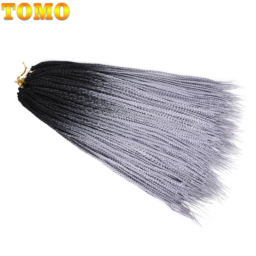 Tomo Омбре Box косы вязаные крючком волосы 24 дюйма красочные синтетические Zizi