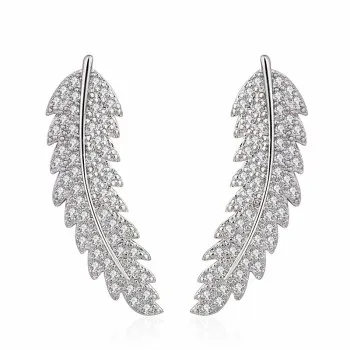 

Leaf Earrings Korean Fashion Classic Micro-inlaid Zircon Leaf Earrings Simple Earrings JED445 New Earrings Wholesale