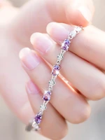 new trendy silver color natural purple crystal zircon grace bracelet for charm girls birthday valentines day romantic jewelry
