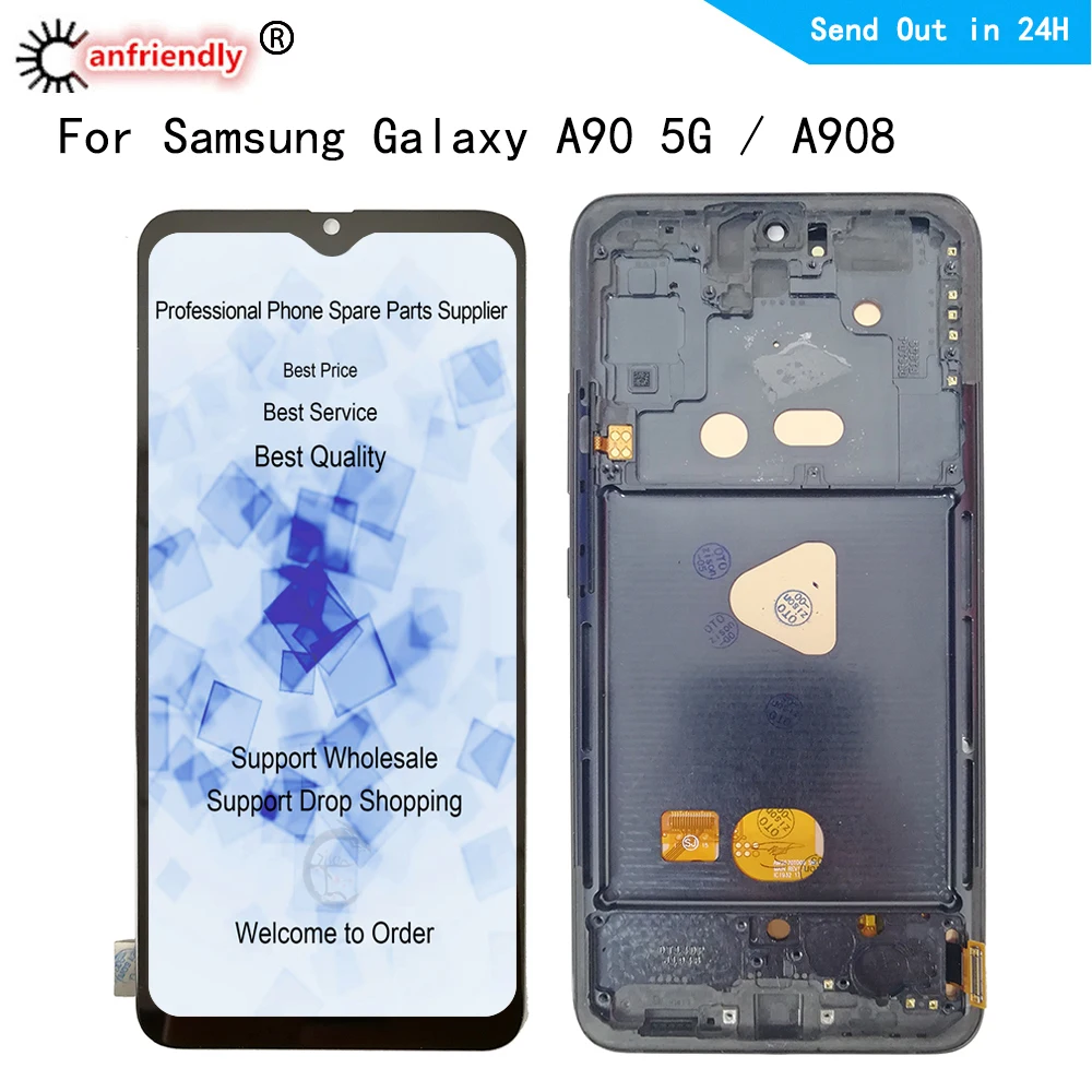 Pantalla LCD de 6,7 pulgadas para m&oacute;vil, digitalizador de Panel t&aacute;ctil con montaje de marco, para Samsung Galaxy A90, 5G, A908, SM-A908B, A908N, A9080-0