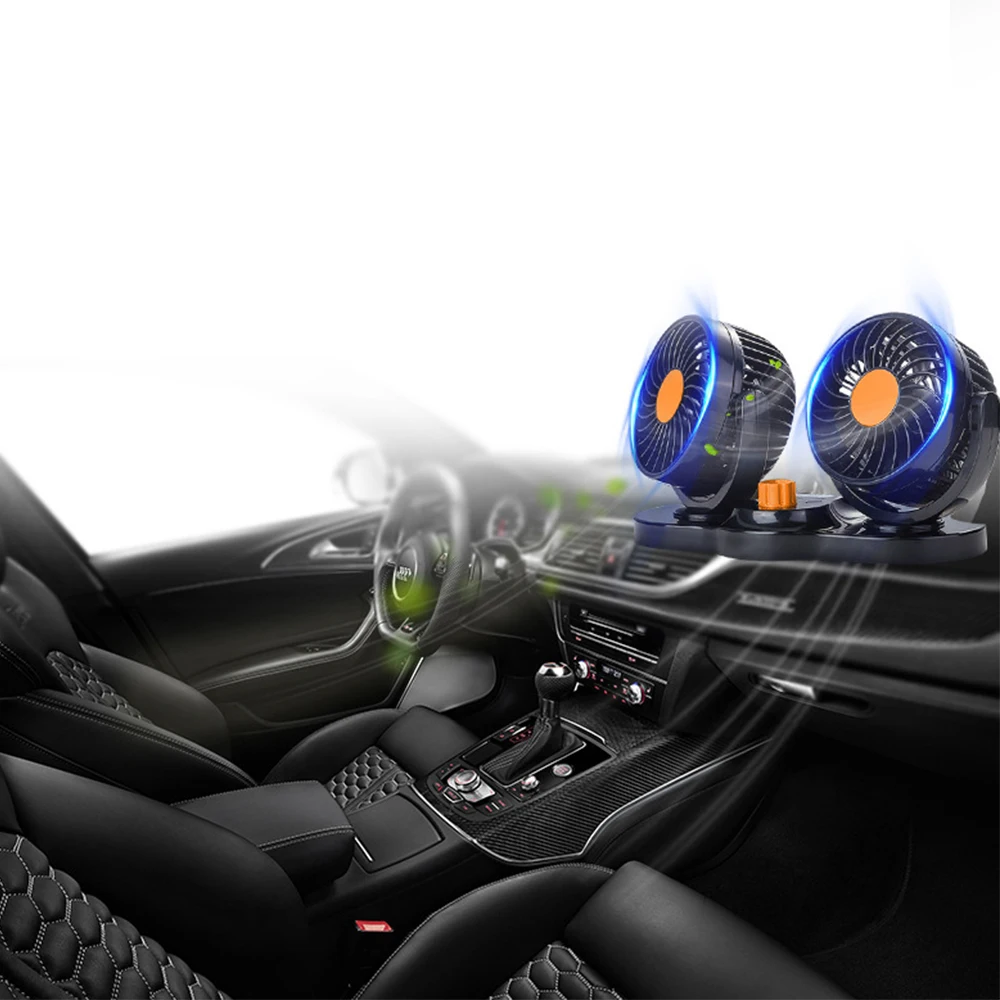 

12V/24V 360 All-Round Adjustable Car Auto Air Cooling Dual Head Radiator Fan Low Noise Car Auto Cooler Air Car Fan Accessories