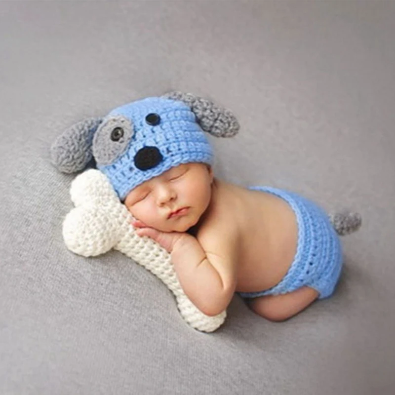 Accesorios de fotograf&iacute;a reci&eacute;n nacido Crochet tejido a mano beb&eacute; traje ropa para 0-6Months beb&eacute; fotograf&iacute;a ropa recuerdos para beb&eacute;s-1