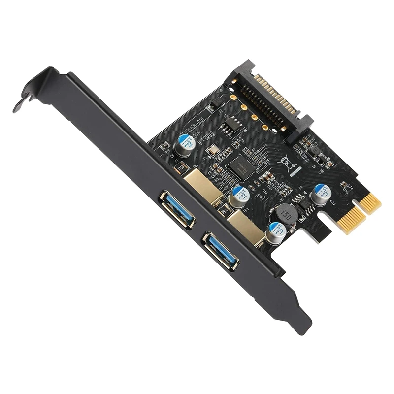 

2-портовая Плата расширения USB3.0, плата расширения PCI-E-USB 3,0 Type-A с 15-контактным разъемом питания SATA