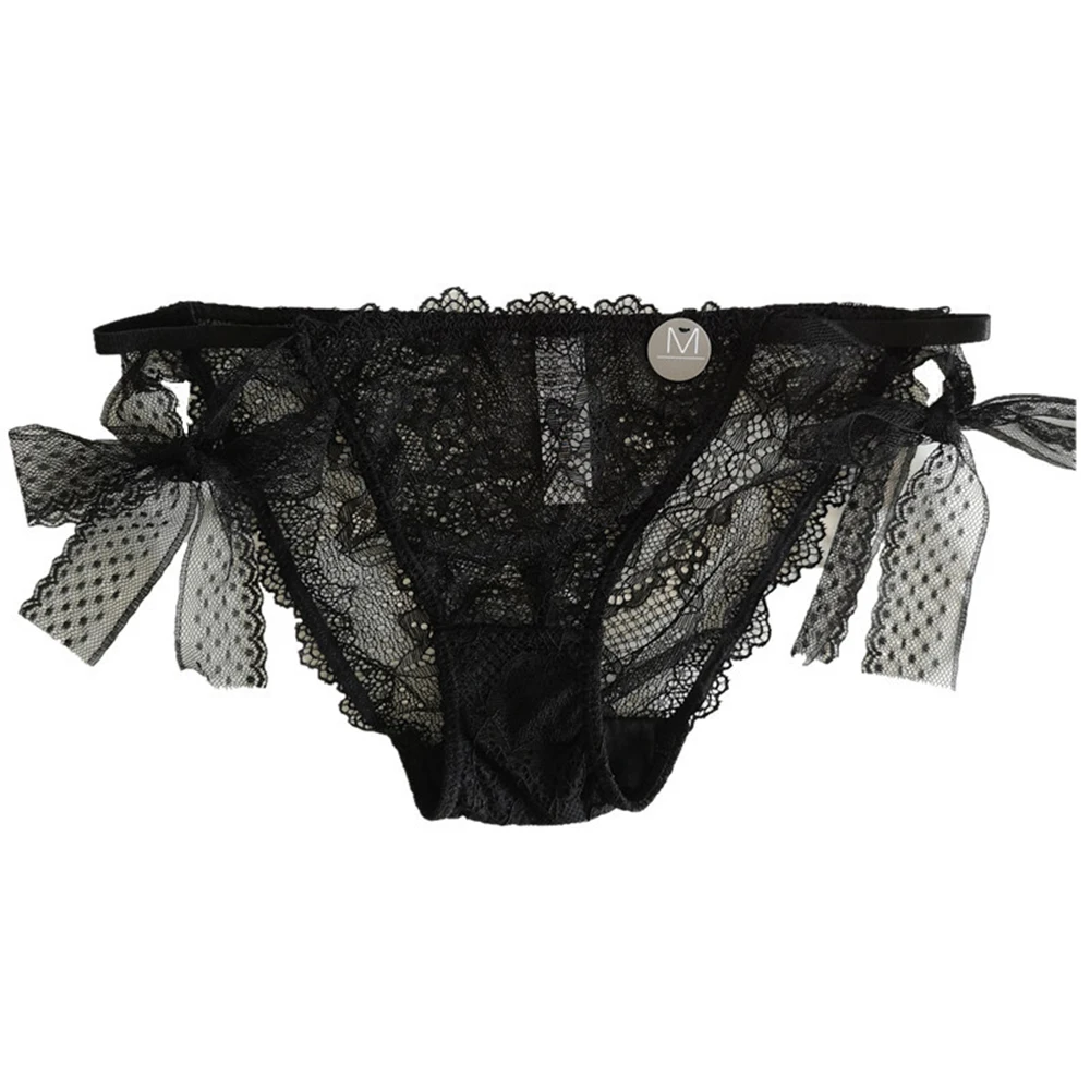 

New Lace Sexy Panties Women Bowknot Transparent Low-Waist Briefs Female Hollow Temptation Seamless Ladies Underwear