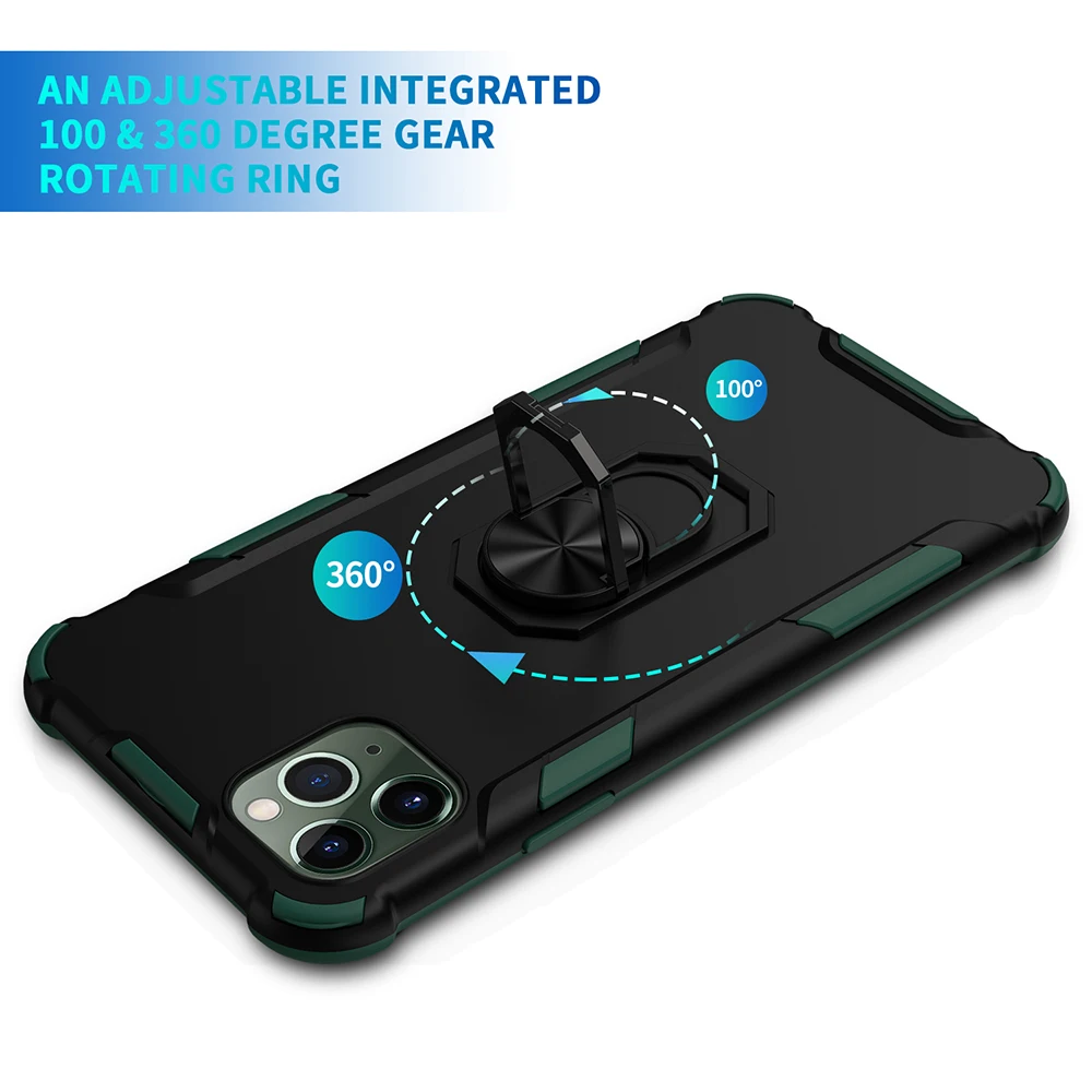 Military Finger Ring Stand Car Holder Phone Cases For iPhone 11 Pro XS Max X XR 6 6S 7 8 Plus Shockproof Protective Cover coque |