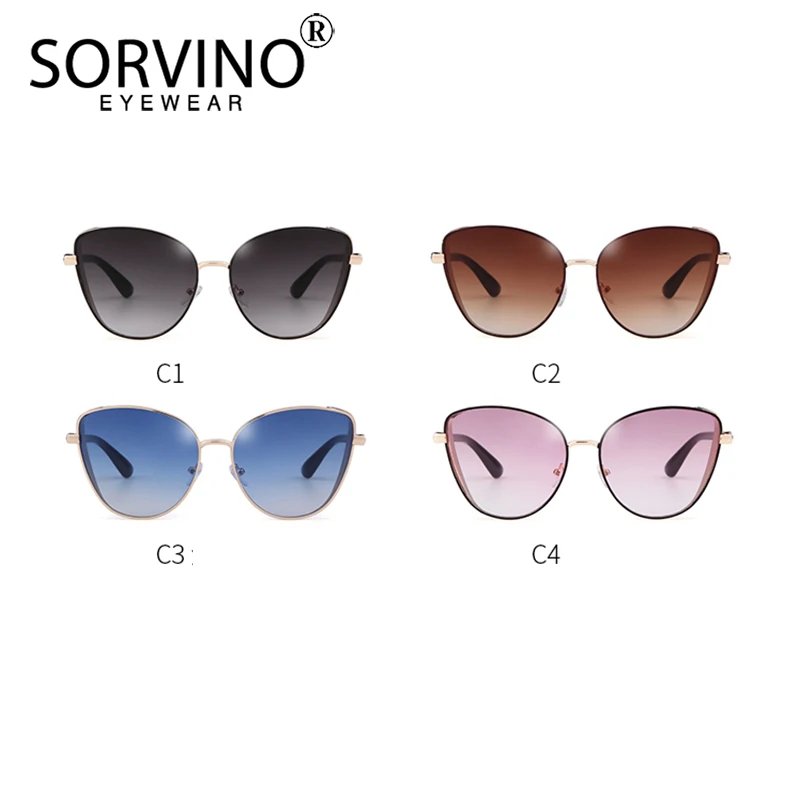 Женские винтажные солнцезащитные очки SORVINO кошачий глаз розового и голубого