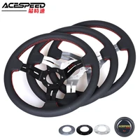 13 5inch racing steering wheel genuine leather black drift racing steering wheel universal for vehicle pc game kart