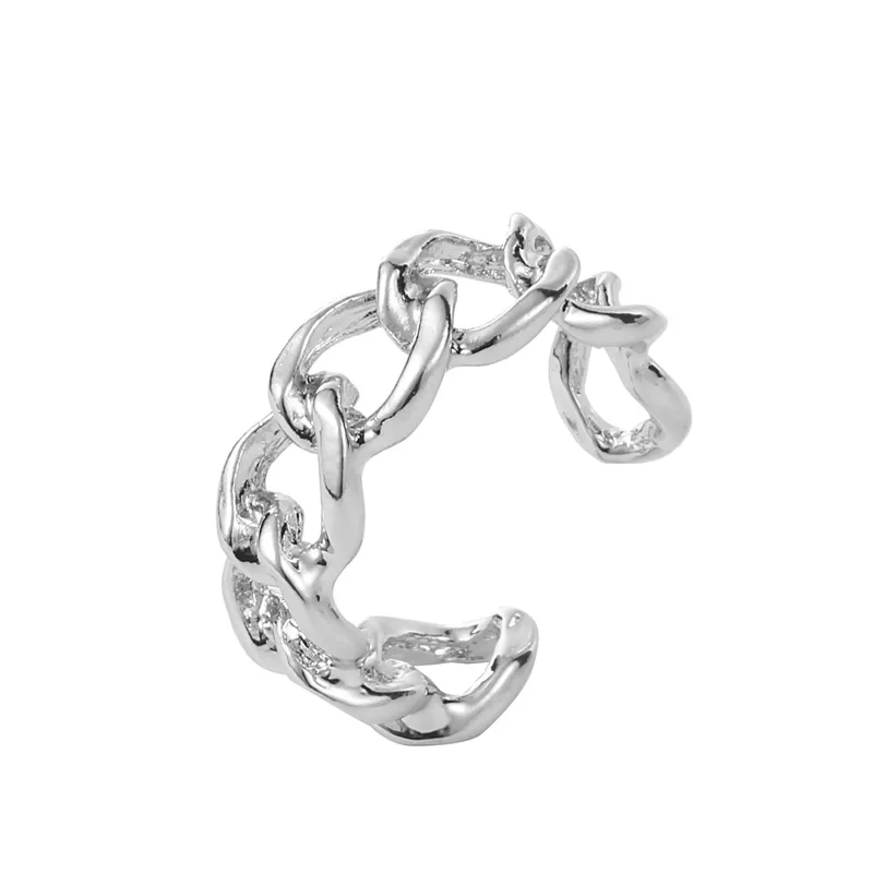 

Gold Color Plating Chain Shape RING 7mm Wide For Unisex Vintage Gothic Chunky Midi Ring Antique Jewelry Accessory