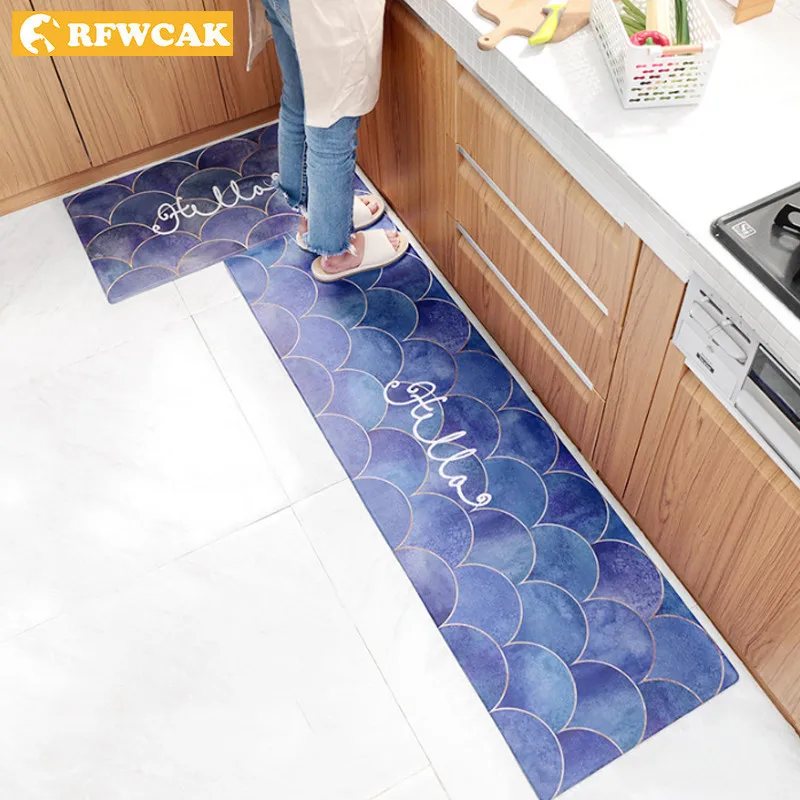 RFWCAK 2 шт. кухонный ковер из искусственной кожи Круглый квадратный напольный