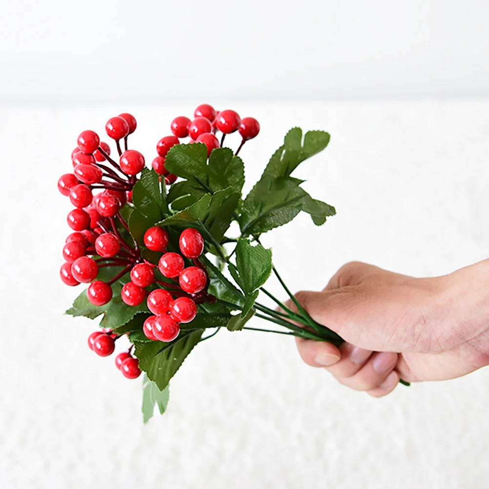 Украшения для рождественской елки искусственные рождественские красные ягоды