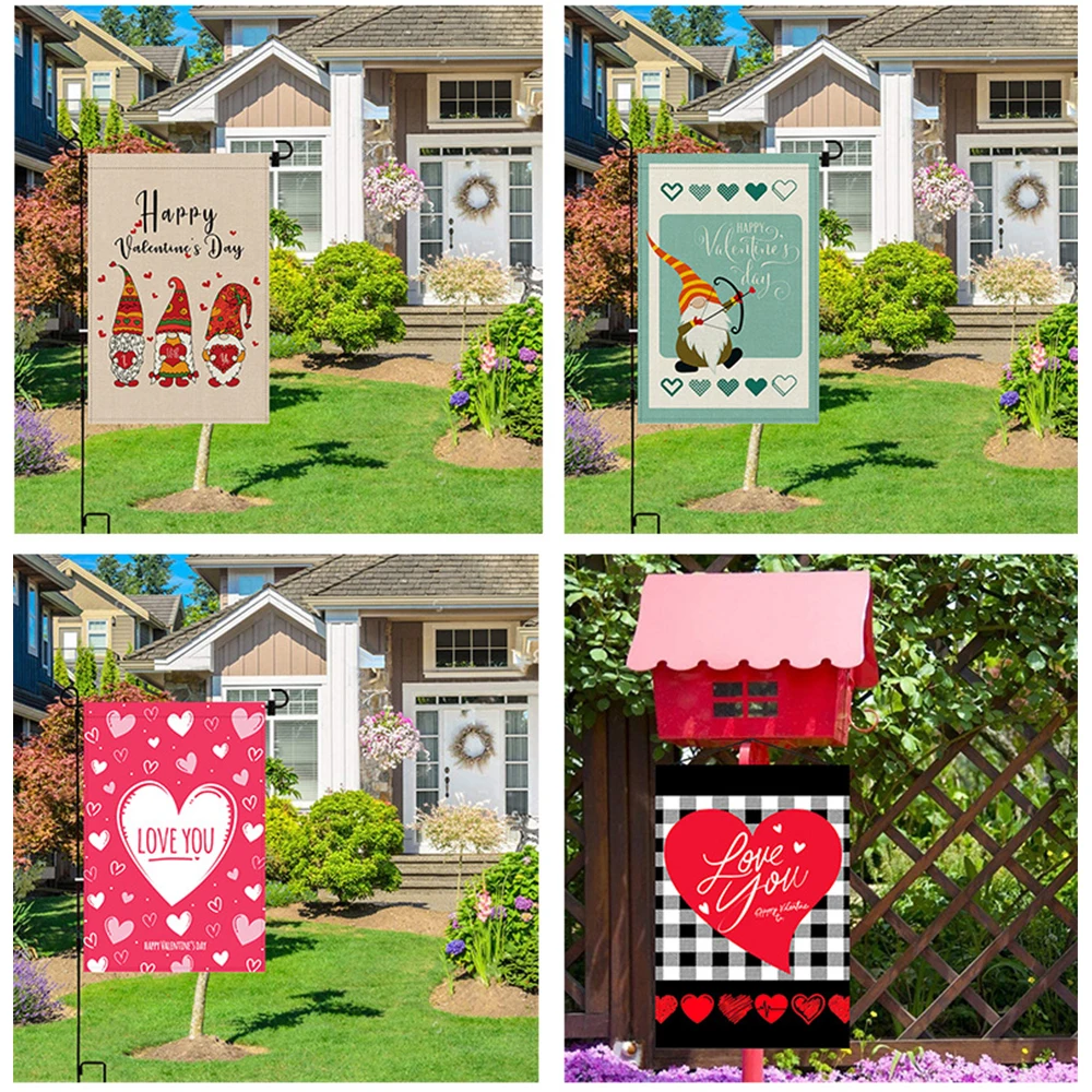 

1 шт. 30*45 см, флаг на День святого Валентина, украшение на День Св. Валентина, Садовый флаг, льняные Подвесные Украшения для свадебвечерние НКИ