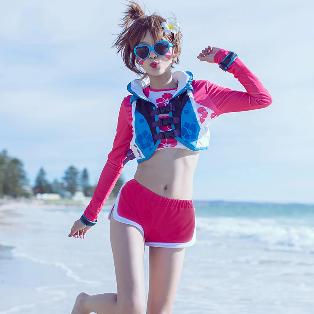 VEVEFHUANG Kосплей игра OW D/Va Hana Песня Косплей Костюм волна во ржавчине синяя кожа наряд