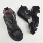 Сандалии-гладиаторы женские на блочном каблуке, босоножки из натуральной кожи на платформе, легкая подошва из ЭВА, черные, лето 100%