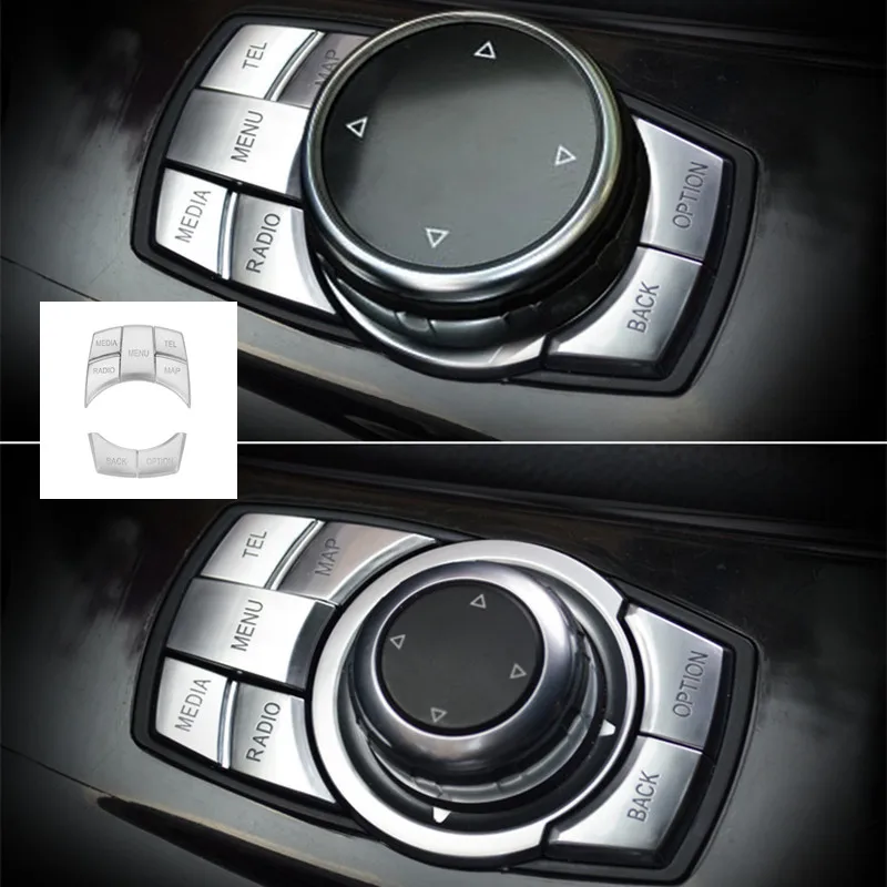 For BMW X1 X3 X5 X6 E70 E83 E90 E91 F15 F16 F20 F21 F30 F10  Car Styling Multimedia Button Decoration Stickers