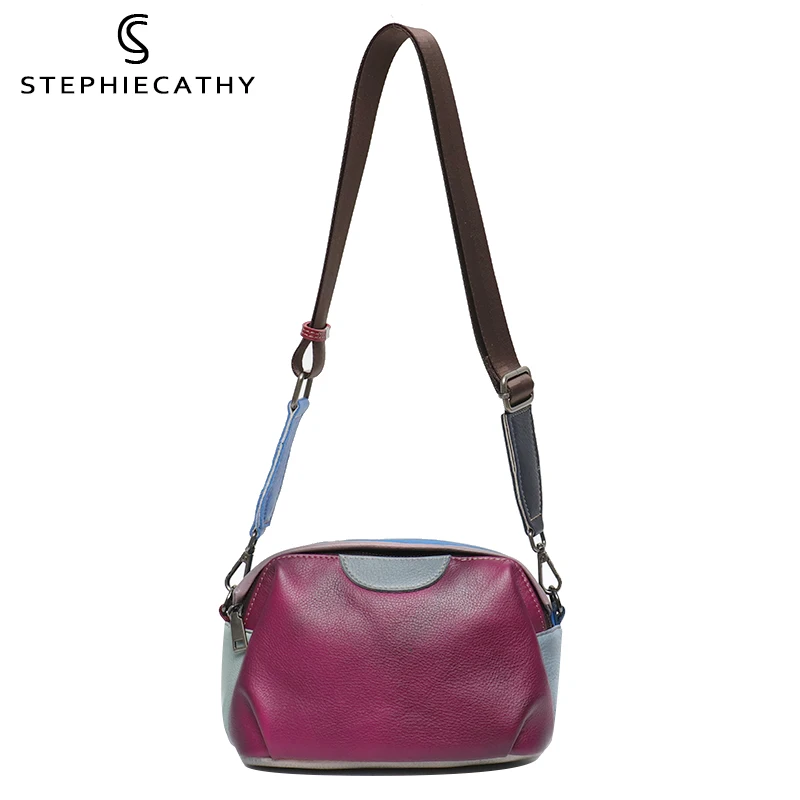 

SC женская сумка-мессенджер из воловьей кожи в стиле пэчворк, роскошный цветной стиль, натуральная кожа, сумки на плечо, Дамский Ретро мягкий ...