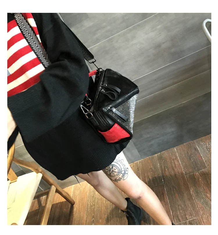 Fashion Horse Hair Messenger Bags Diamonds Satchels Horse Hair Patchwork handbag adies hand bags Diamonds Patchwork handbags
