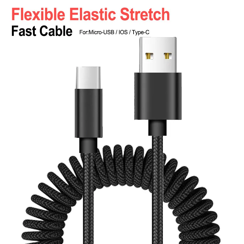 

Retractable Spring Cable USB Cable For Mobile Phone Fast Charging Charger Cable for Samsung Galaxy S9