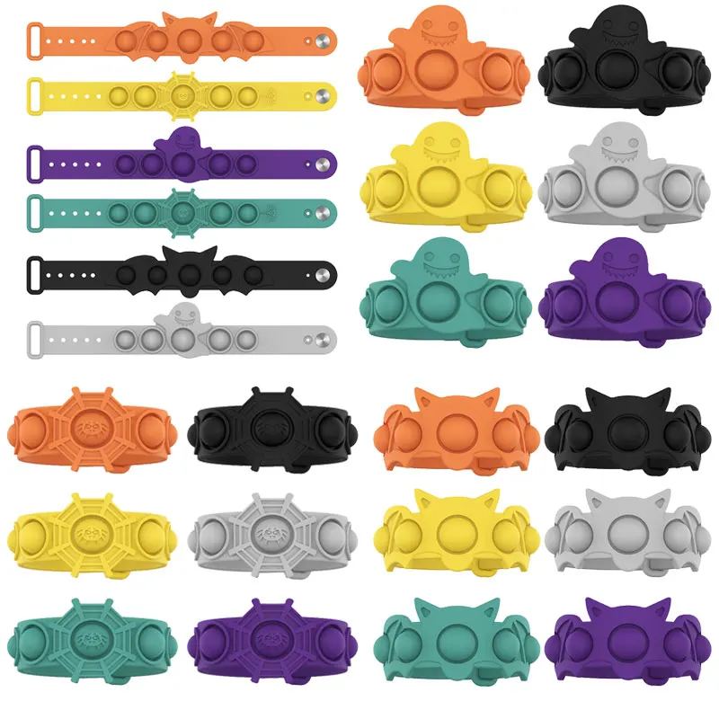 

Halloween Spider Bracelet Push Bubble Bracelet Toys Ghost Kids Anti-Stress Stress Reliever Toy for Adult Children Sensory Toys