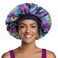 women satin elastic sleep bonnet african ankara pattern men silky durags head wrap hairdressing night hat turban dropshipping